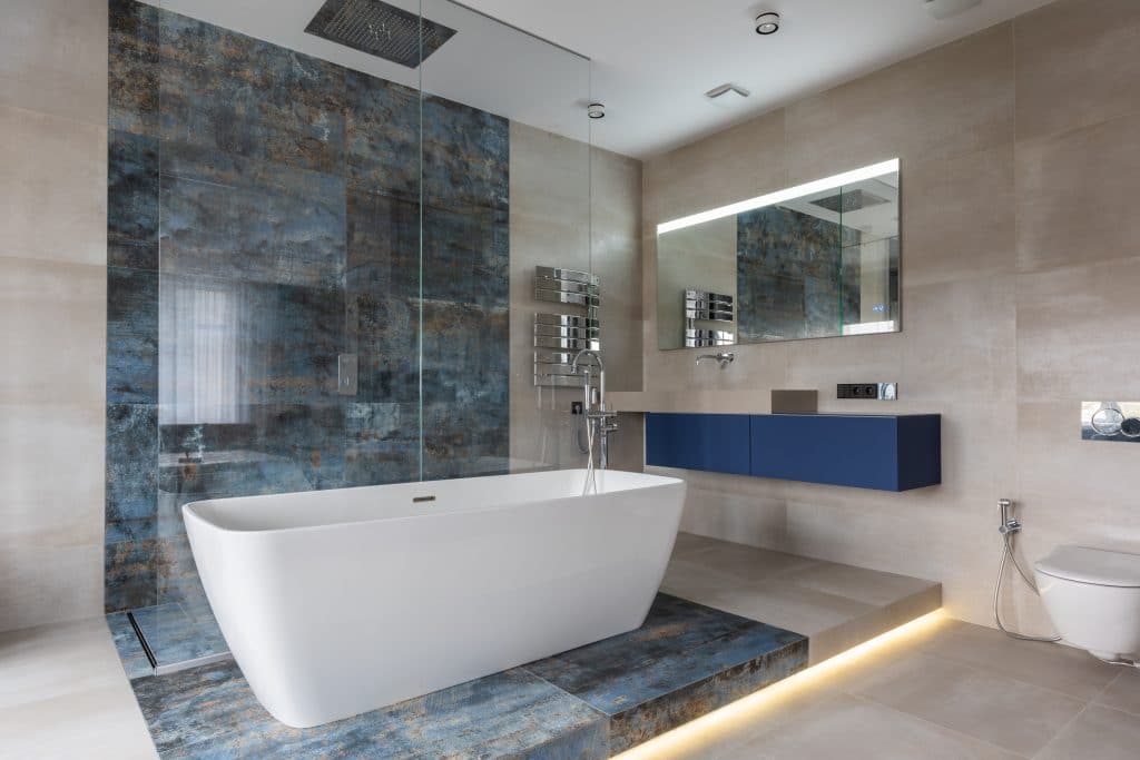 现代浴室内饰与独立浴缸
